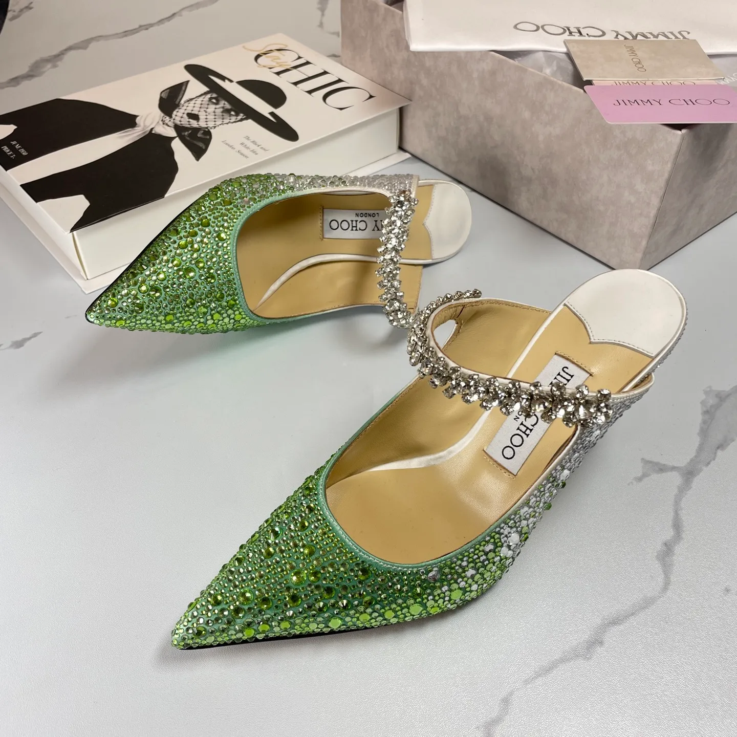 👟👟Ex-factory price 680👟👟 Jimmy Choo BING 65 diamond high heels 35-40 (41 42 43 customized)